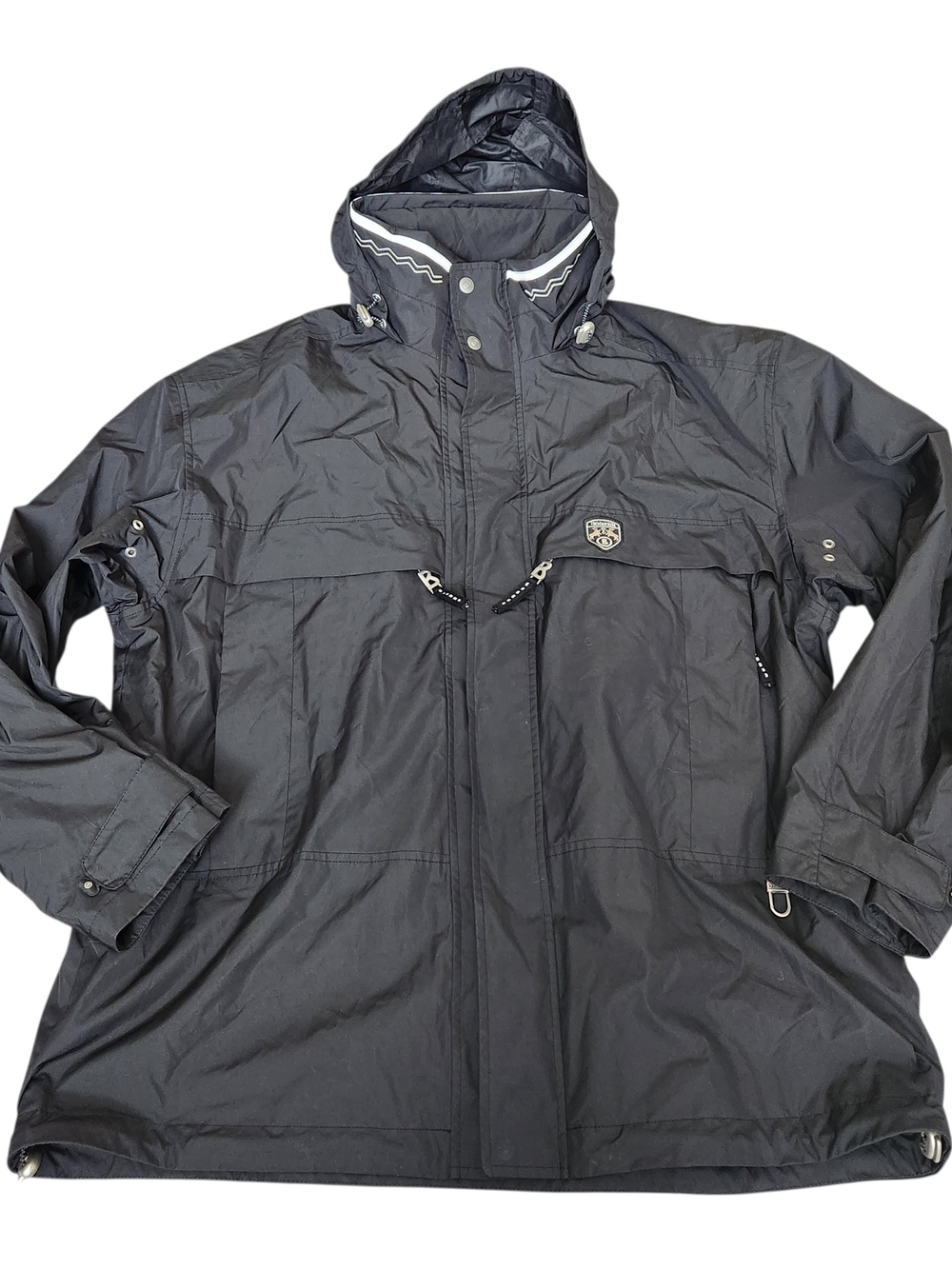 Vintage Bogner Double Full Zip Snap Hooded Ski Jacket Men's 44 US L Black Winter
